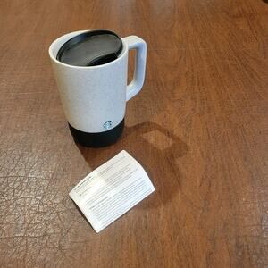 Starbucks Coffee Travel Mug 2024 Speckled Gray 14 oz Black Silicone Base